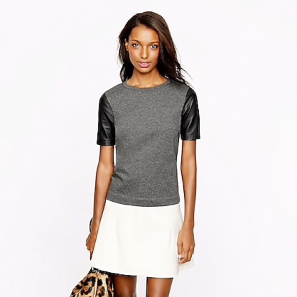 J.Crew Leather-Sleeve Top